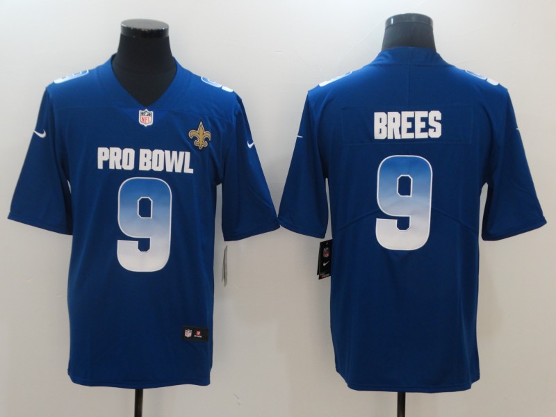 Men's NFC New Orleans Saints #9 Drew Brees Royal 2019 Pro Bowl NFL Game Jersey